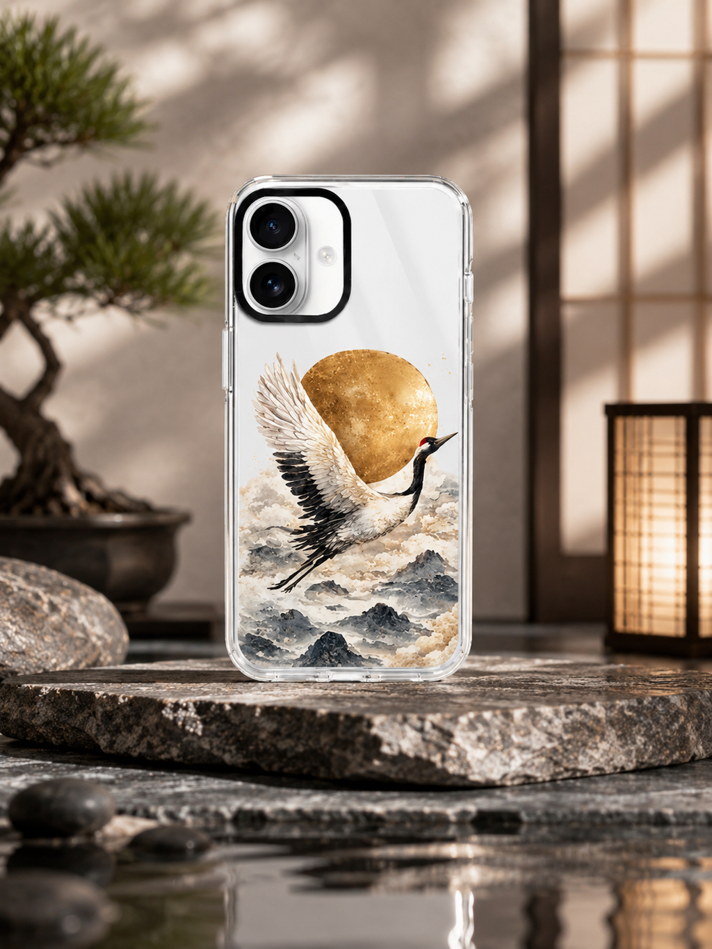 Golden Moon Crane Luxury iPhone Case